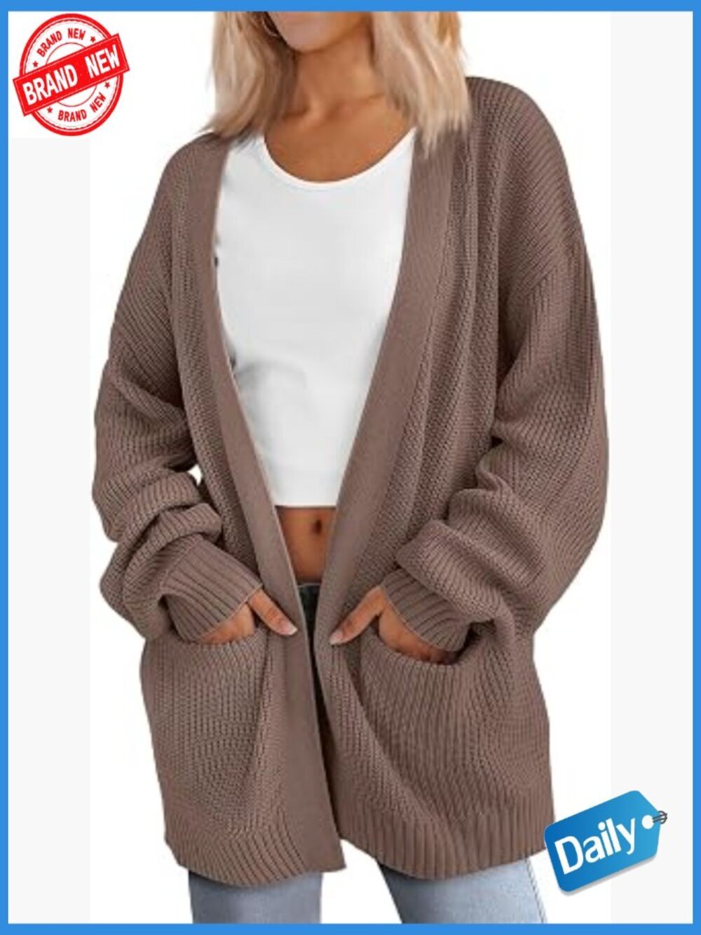 Oversized Soft Knit Cardigan Sweater with Pockets